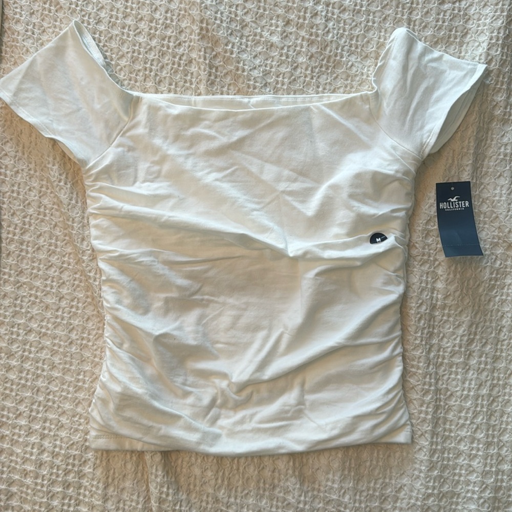 Hollister White Ruched Tee